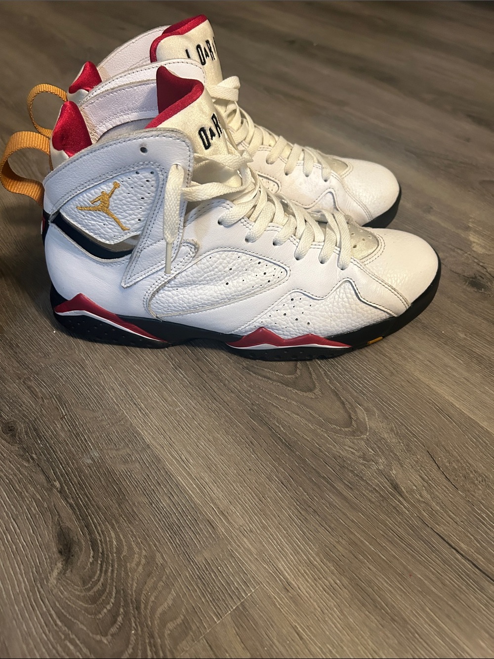Jordan White Basketball High-Tops with Red and Gold Accents
